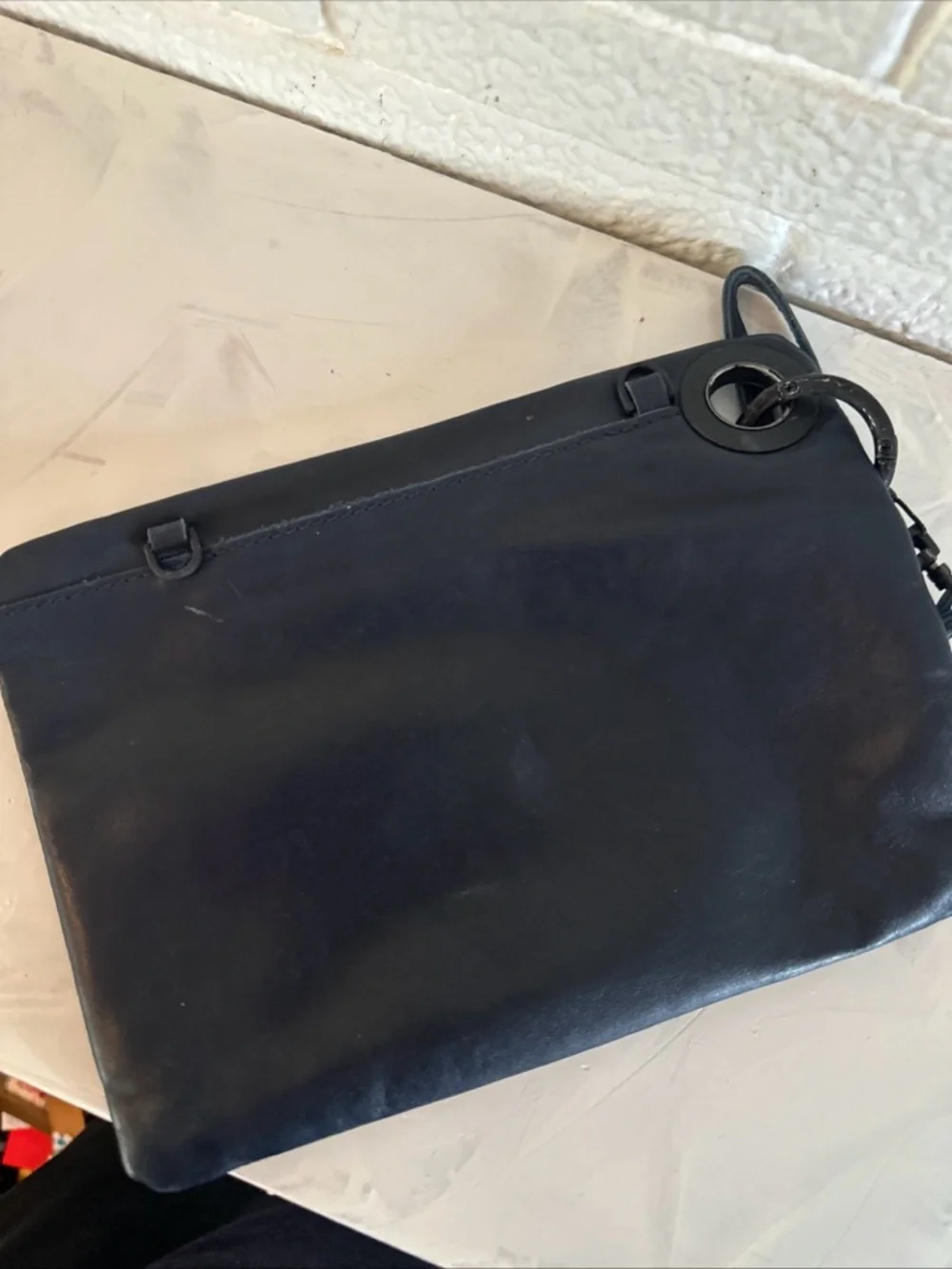 Hammitt Black Leather Wristlet Clutch with Zip Detail